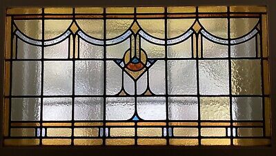Antique Arts & Crafts Prairie School Art Deco Leaded Stained Glass Window 37x22 | eBay US