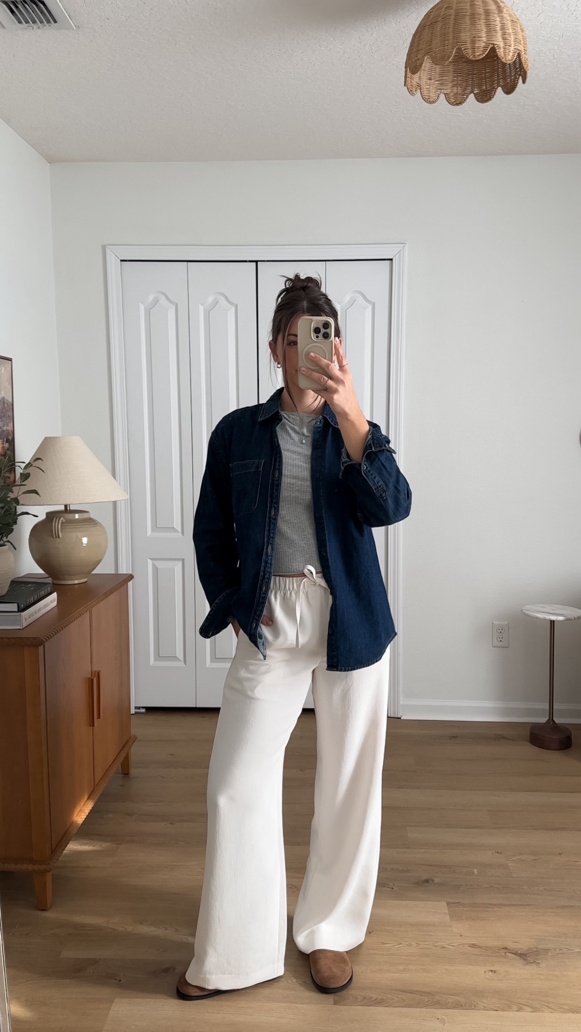 Casual ootd 🤍 wearing size small denim shirt, small pants, xs/s tee 

#LTKootd