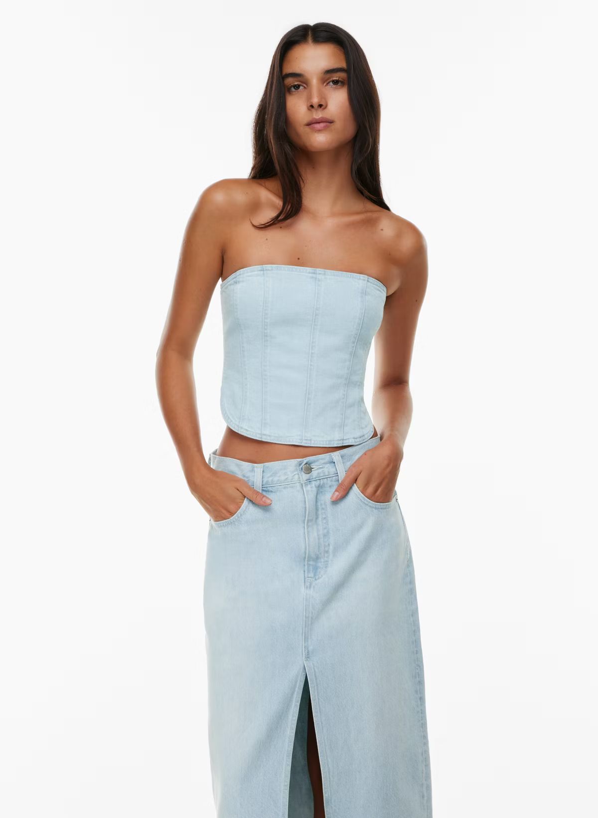 THE '90S DEBBIE DENIM BUSTIER | Aritzia