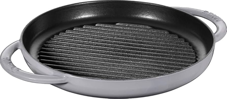 staub 40509-522 Pure Grill Round, Gray, 10.2 inches (26 cm) Grill Pan, Both Hands, Casting, Ename... | Amazon (US)