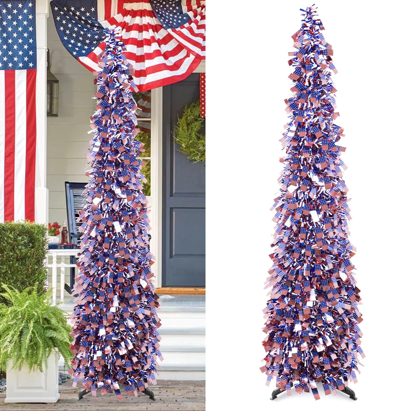 Ayieyill 4th of July Decor Patriotic Decorations, 5ft Pop up Tree Patriotic American Tree, Fourth... | Walmart (US)