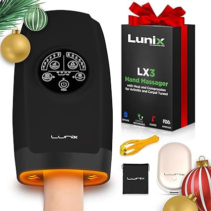 Lunix LX3 Cordless Hand Massager, Shiatsu Massage Machine with Heat and Compression 6 Levels Pres... | Amazon (US)