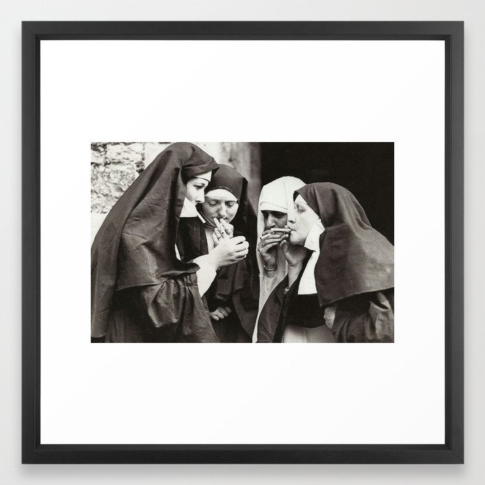 Nuns Smoking Framed Art Print | Society6