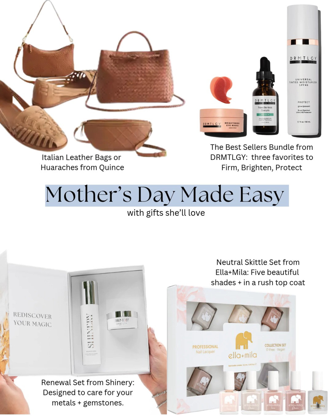Mother's Day made easy with gifts she'll love.  Even if the she is you. 🌼 
Featuring a few favorites from @Quince, DRMTLGY, Shinery, Ella+Mila. 🌸

If shopping at DRMTLGY, try code ROBINSNESTOFFICIAL for savings. 

#LTKmomlife #LTKMothersDay #LTKselfcare