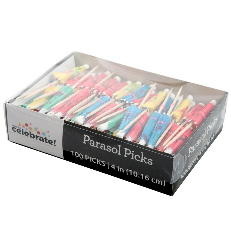 Way to Celebrate! Tropical Paper Drink Umbrellas, Assorted, 100ct | Walmart (US)