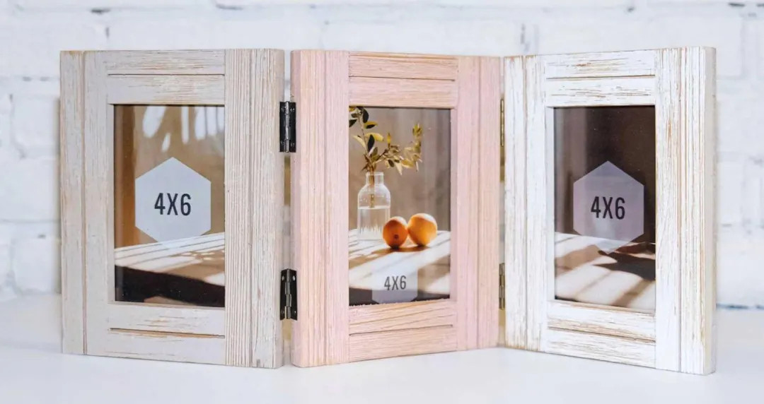 Rustic Collage Frames 4x6 Trifold Picture Frame Country Farmhouse Decor Triple Hinged Distressed ... | Etsy (US)