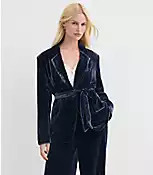 Tall Velvet Belted Modern Blazer | LOFT