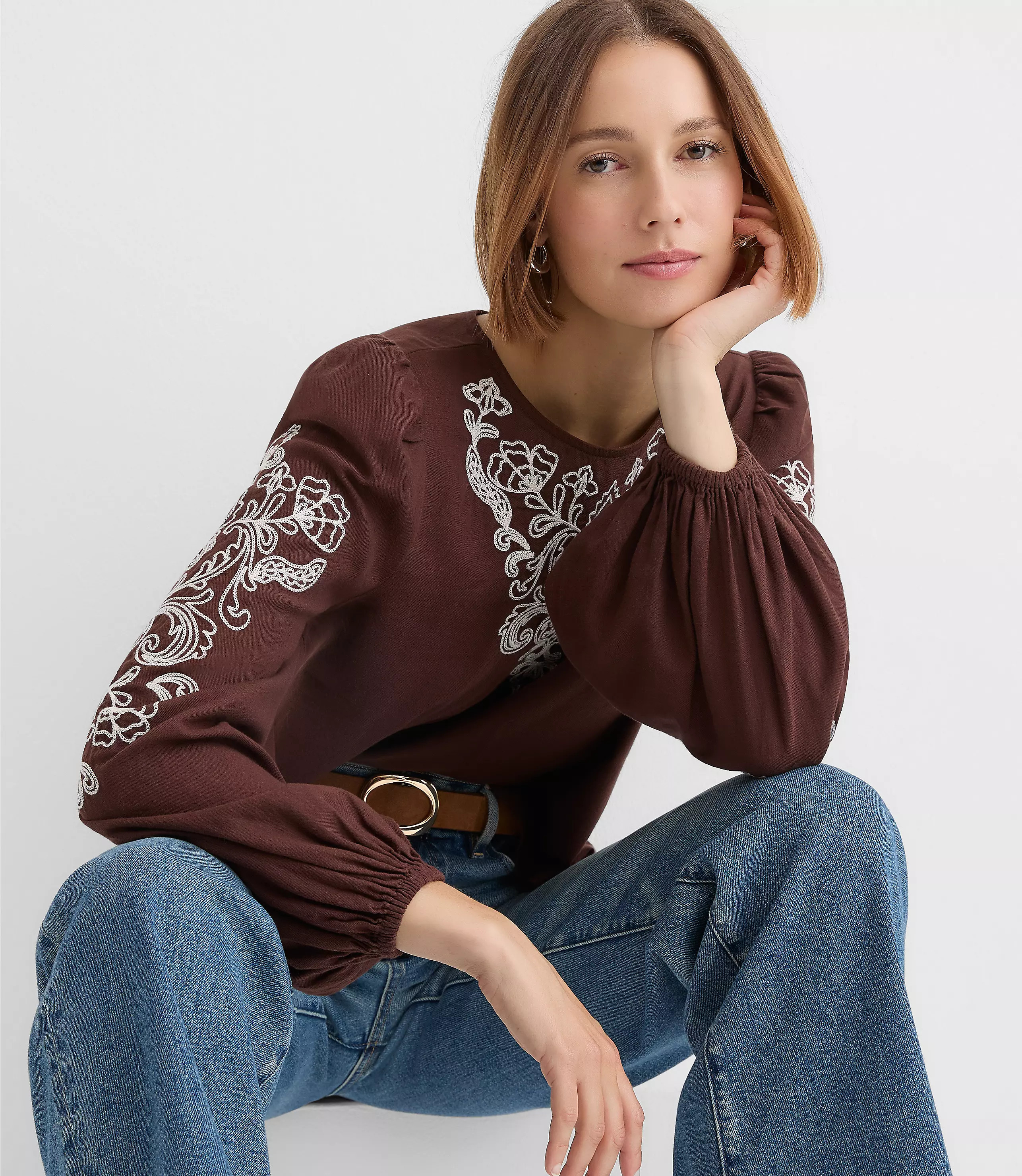 Floral Embroidered Blouse | LOFT