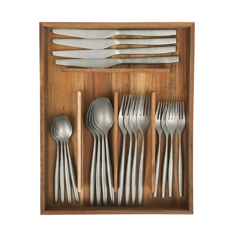 Bloomhouse 20 Piece Stone Washed Gold Flatware 18/10 Stainless Steel Silverware Cutlery Utensil S... | Wayfair North America