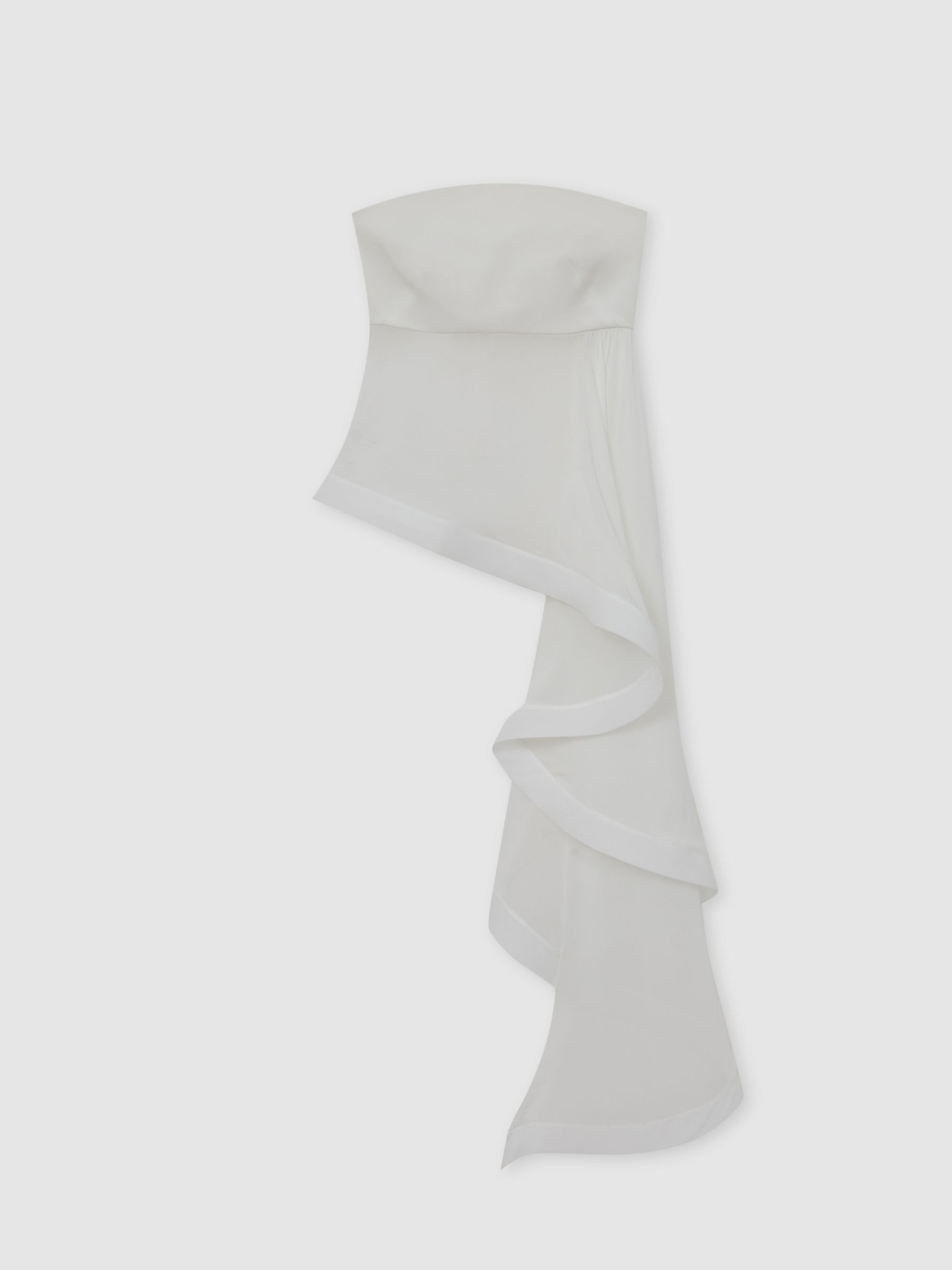 Silk Asymmetric-Ruffle Bandeau Top in Ivory | Reiss US