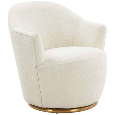 Skyla Luxe Cream Boucle Swivel Chair - #159J0 | Lamps Plus | Lamps Plus