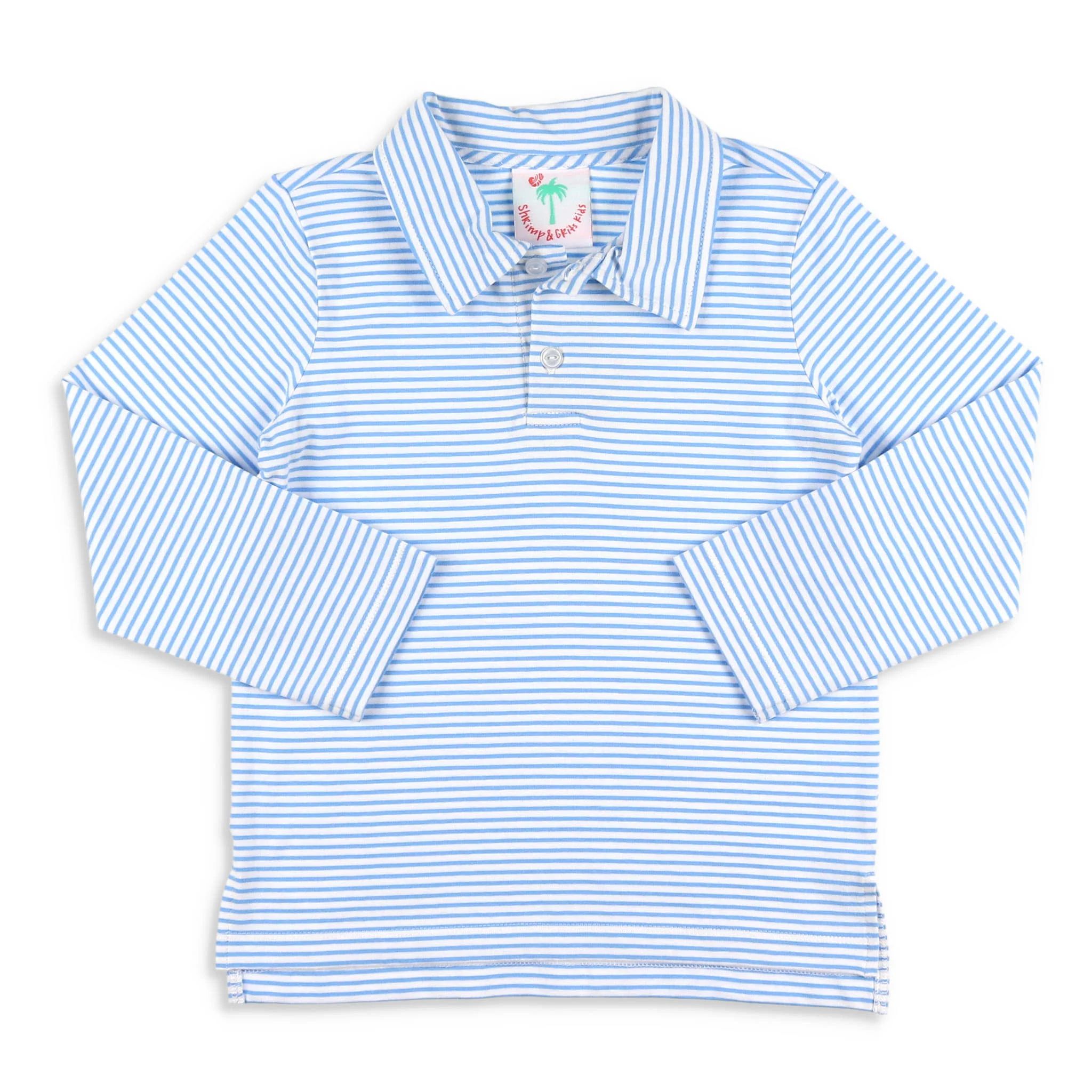 Boys Briggs Blue Stripe Polo - Shrimp and Grits Kids - Shrimp and Grits Kids | Shrimp and Grits Kids