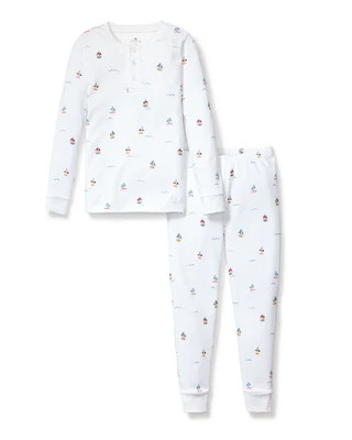 Kid's Pima Snug Fit Pajama Set in Bateau 12 Years | Petite Plume