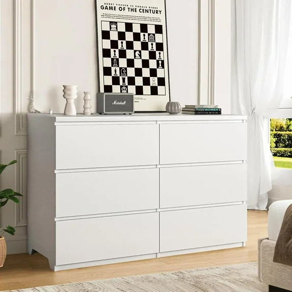 Dresser for Bedroom,6 Drawer Closet Dresser Storage Organizer,Wide Storage Chest of Drawer,Wood L... | Walmart (US)