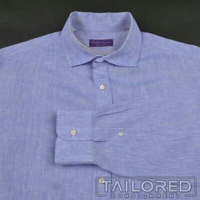 RALPH LAUREN PURPLE LABEL Solid Purple 100% Linen Mens Casual Dress Shirt - XL | eBay US