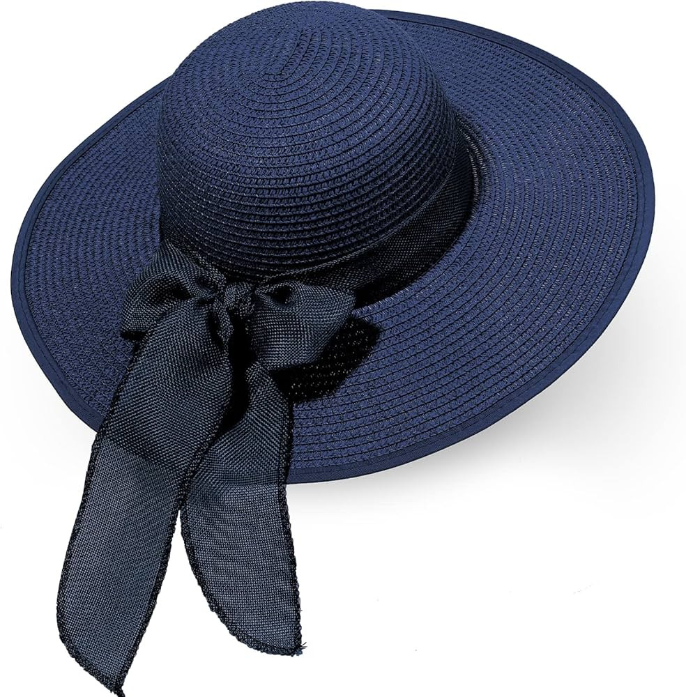 Women Straw Beach Sun Hat: Large Foldable & Packable Summer Floppy Sunhat with Wide Brim for Ladi... | Amazon (US)