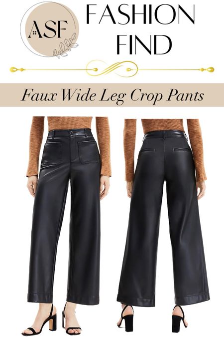 Faux leather wide leg crop pants 

#LTKstyletip #LTKsalealert