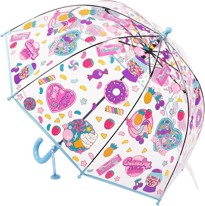 Kids Clear and Transparent Umbrella with an Easy Grip Handle, Dome Bubble Umbrella, Windproof for... | Amazon (US)