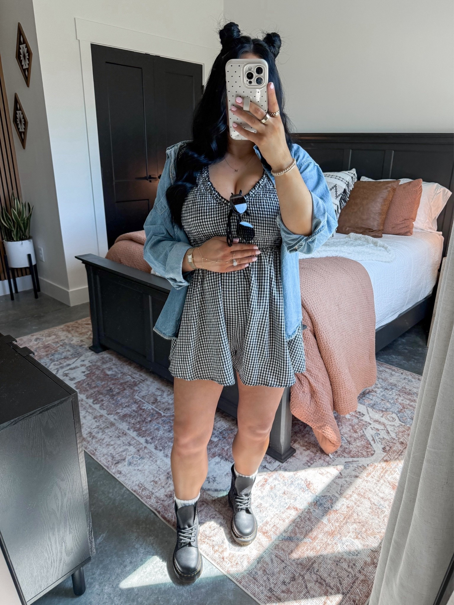 Bump Friendly Spring Outfit 🖤

Gingham Romper - size 4
Denim Button Down - medium (washed blue color)

This romper is a must for all of my expecting (and not expecting) girls! 👏🏼 The smocked top is so stretchy and the mid section is super loose, so very forgiving! I paired it with this denim shacket, but you could also leave the denim button down out on those warmer days! Finished the look with some all black sunglasses, white slouch socks & my doc martens for an edgier vibe!

#LTKootd #LTKBump
