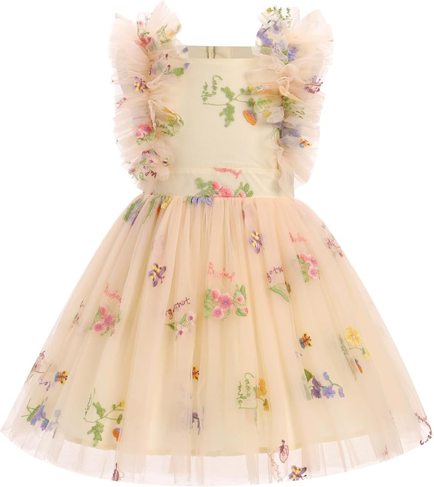 Kids Girls Confetti Birthday Princess Dress Ruffle Sleeve Boho Cake Smash Photo Shoot Outfit 3-10... | Amazon (US)