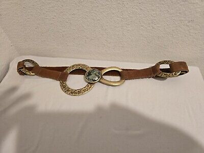 Vtg Leatherock Hip Belt 34 Tan Leather Brass Rare | eBay US