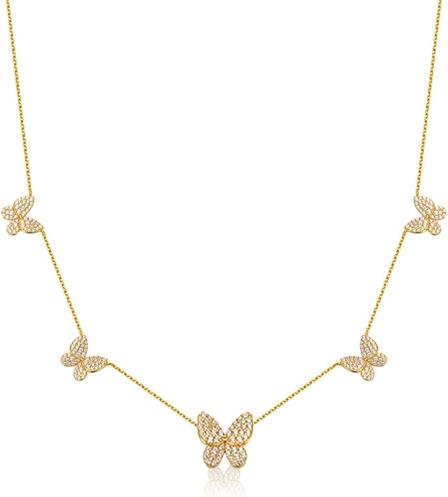 Butterfly Necklace Dainty Charm Choker Pendant Necklace for Women Jewelry Birthday Gifts | Amazon (US)
