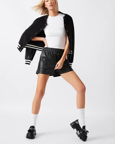 FAUX THE RECORD SHORT BLACK | Steve Madden (US)