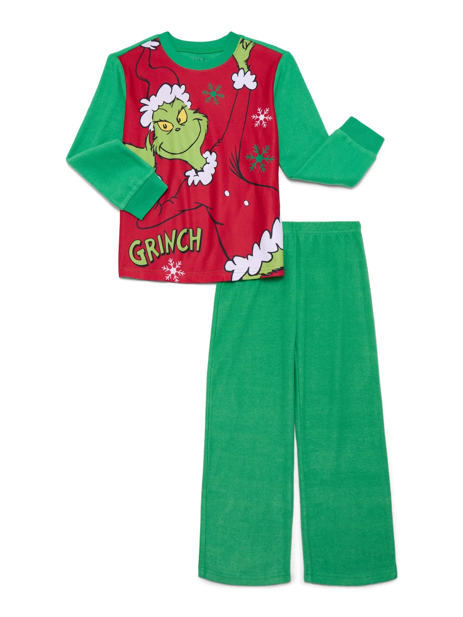 How The Grinch Stole Christmas Girls Long Sleeve Top and Pants, 2-Piece Pajama Set, Sizes 4-12 | Walmart (US)