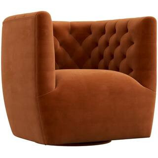 Rose Mid Century Modern Furniture Style Comfy Orange Velvet Upholstered Swivel Accent Arm Chair | The Home Depot