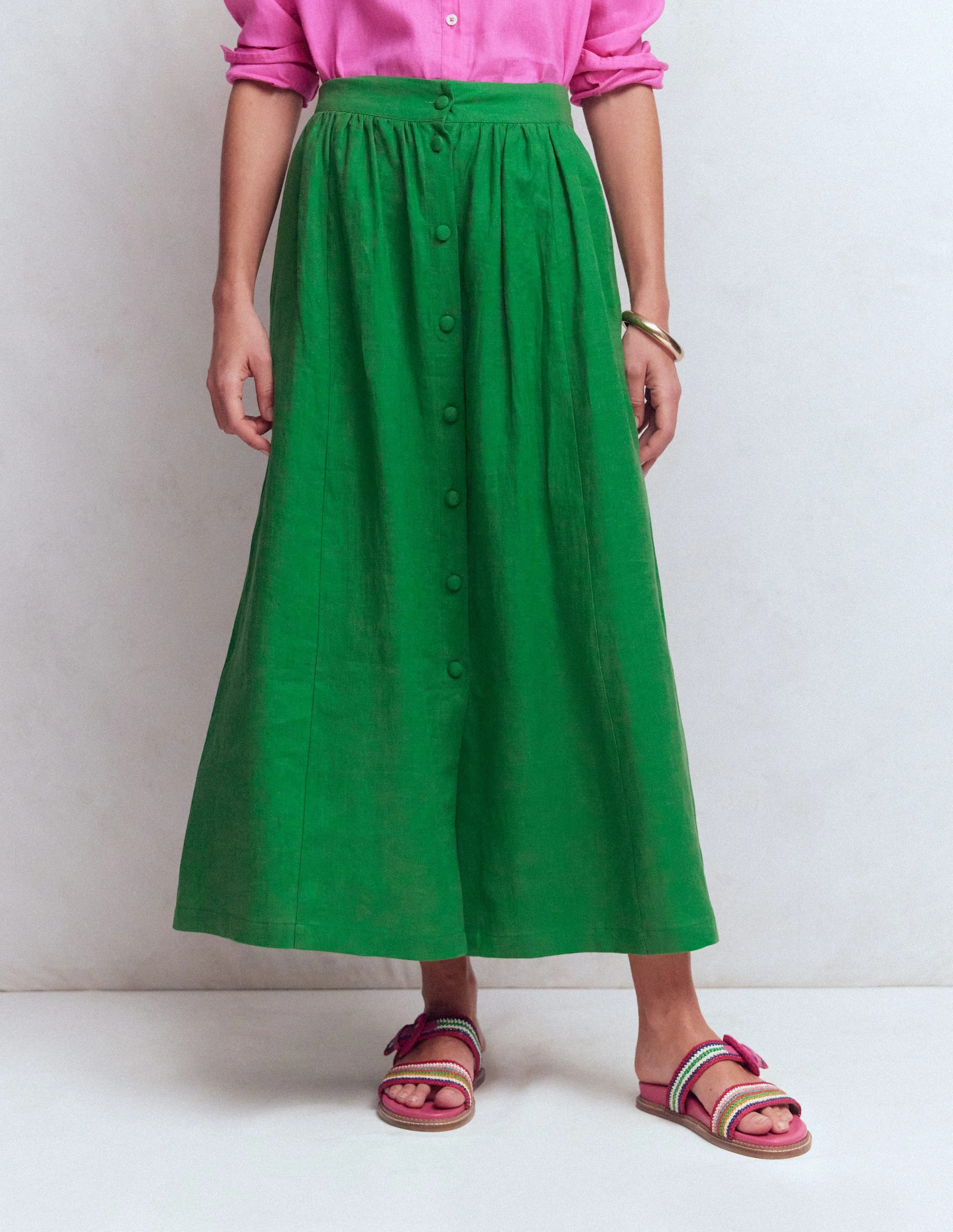 Emma Linen Maxi Skirt-Highland Green | Boden UK