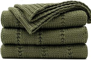 RECYCO Cable Knit Moss Green Throw Blanket Twin Size for Couch, Super Soft Warm Cozy Decorative K... | Amazon (US)