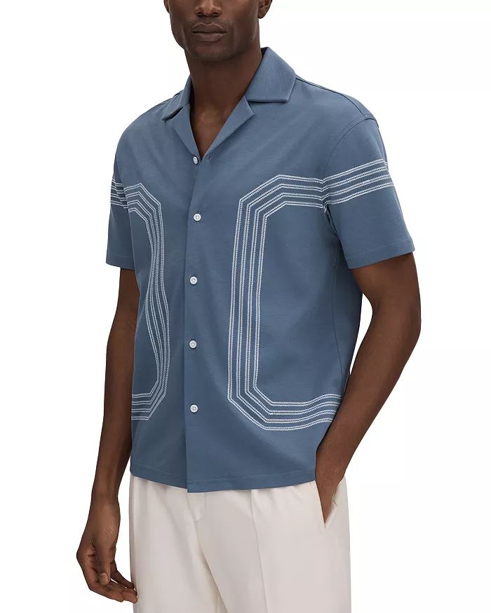 REISS Arlington Mercerized Cotton Regular Fit Button Down Camp Shirt Men - Bloomingdale's | Bloomingdale's (US)