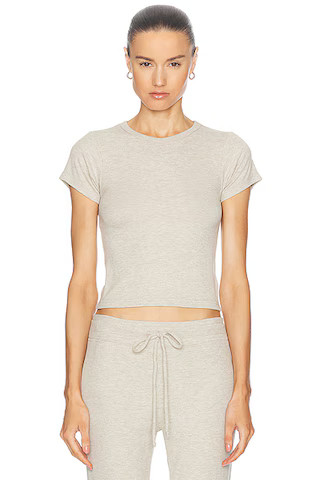 Eterne Short Sleeve Baby Tee in Heather Oatmeal | FWRD | FWRD 