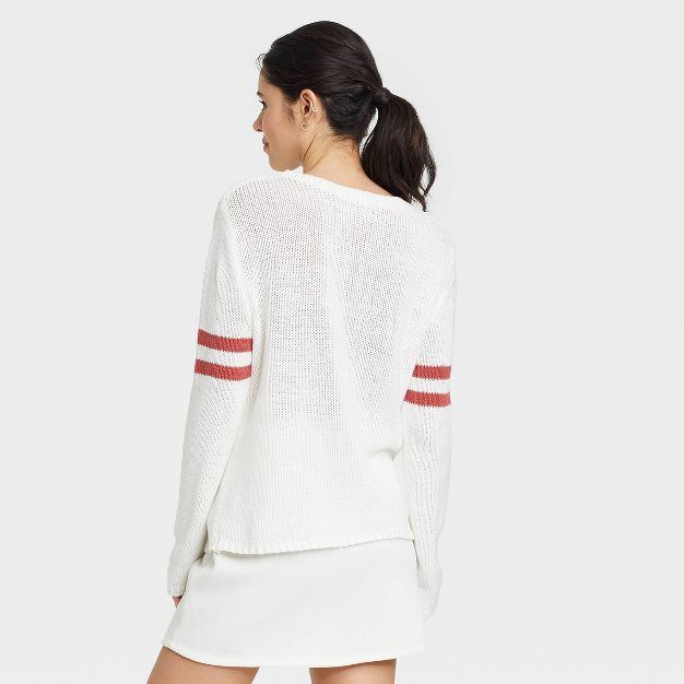 Women's USA Stars Long Sleeve Graphic Knit Sweater - White | Target