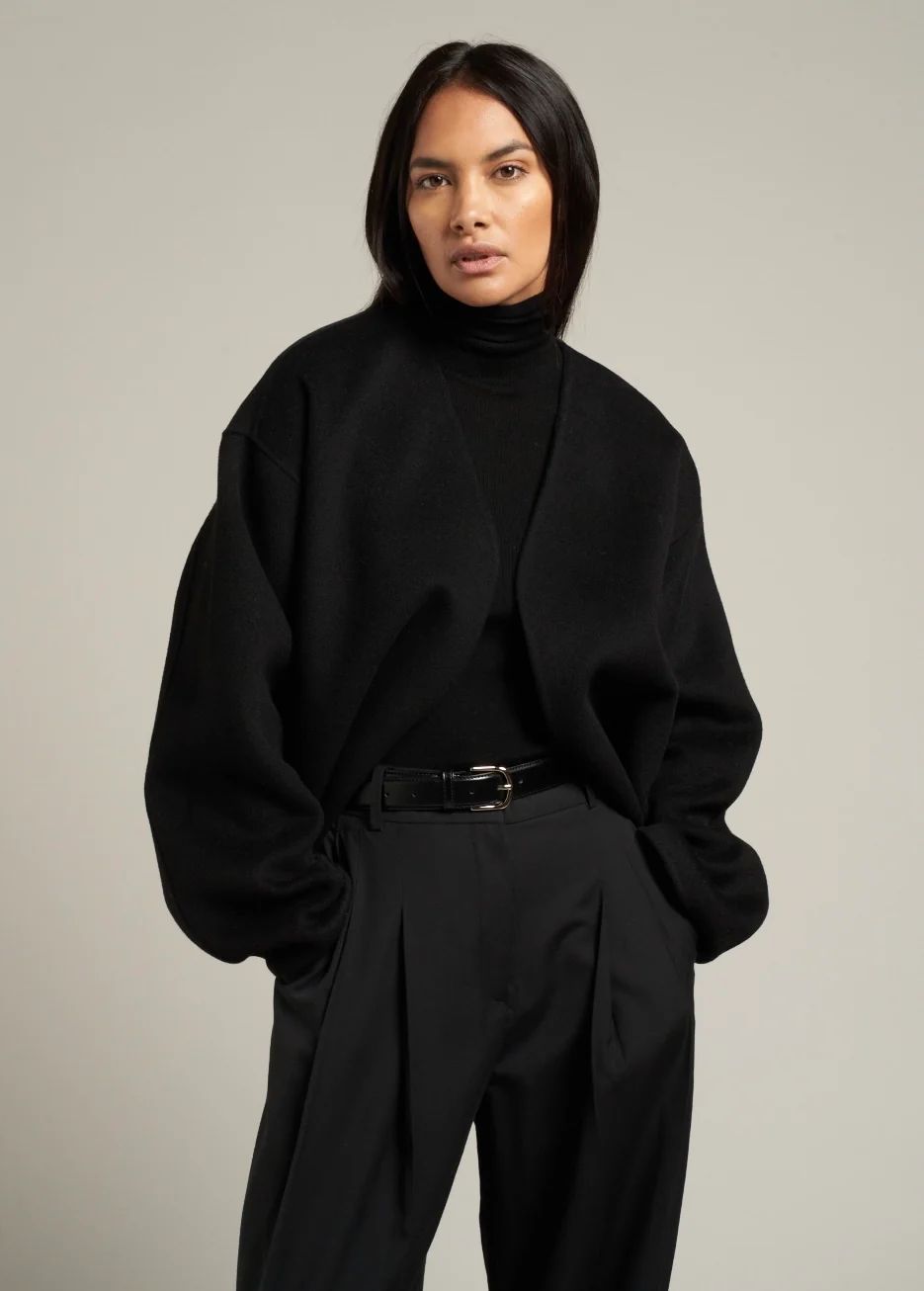 Lana Cropped Wool Jacket Black | Marcela London