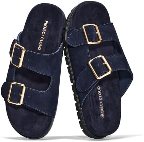 Project Cloud Genuine Leather Womens Sandals Comfortable & Non-Slip Slides for Women - Plush & So... | Amazon (US)