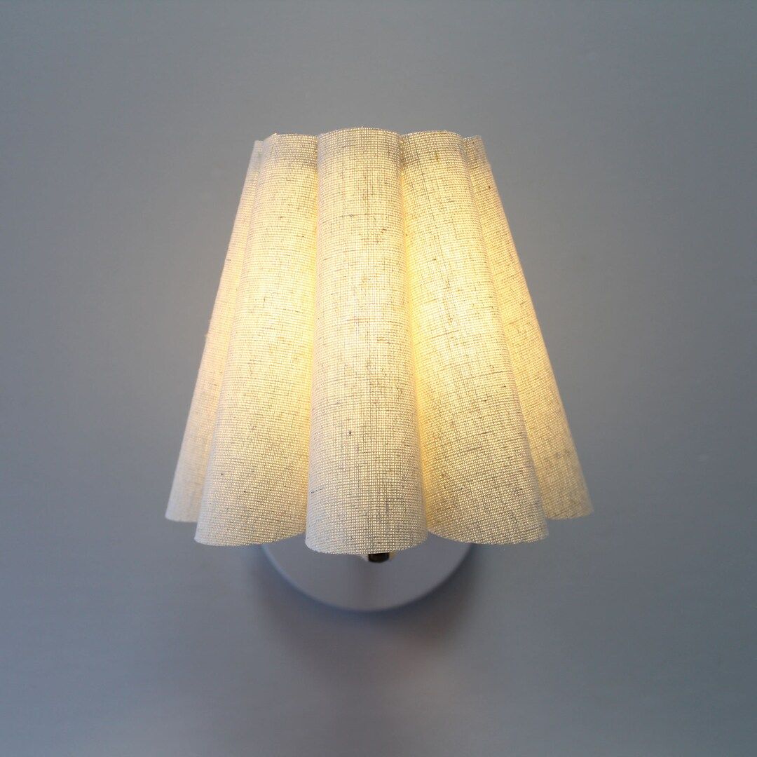 Duzy Handmade Scalloped Shade Mini Light Burlap Fabric and Acrylic Pleated Lamp Shade-5 for Home ... | Etsy (US)