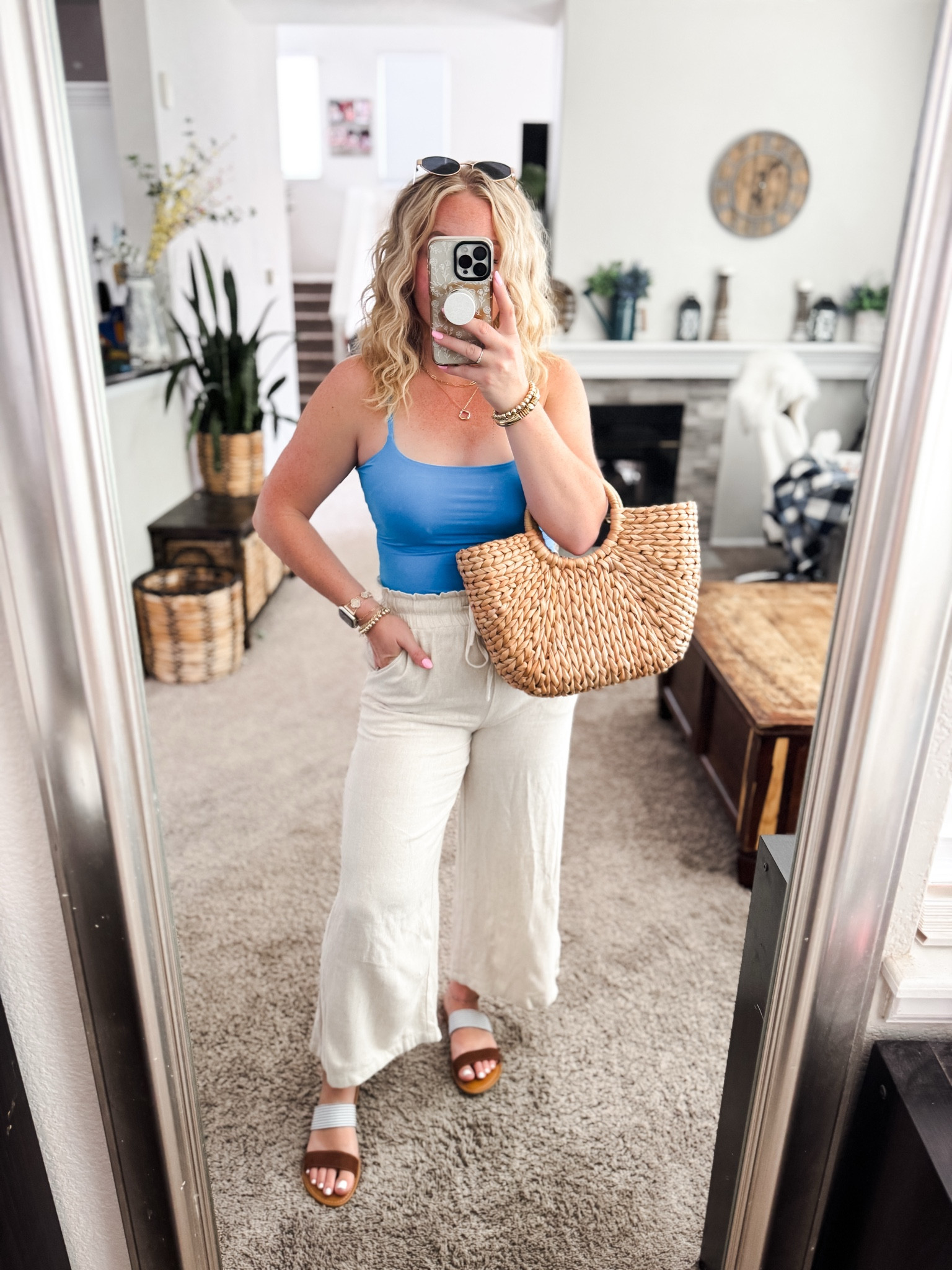 Summer outfit idea — blue canon tank top, linen pants, striped sandals (went up half a size) and straw tote bag






Amazon outfits every outfit inspo, outfit ideas, casual outfits amazon, amazon outfits every day, spring outfits 2026, summer outfits

#LTKootd #LTKSaleAlert #LTKPetite