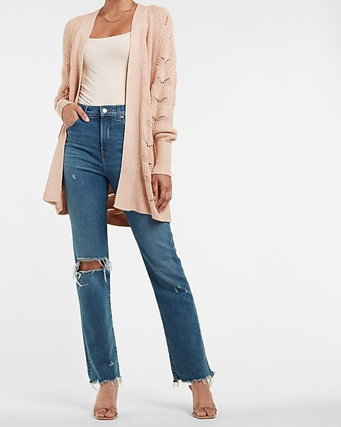 Pointelle Belted Cardigan | Express