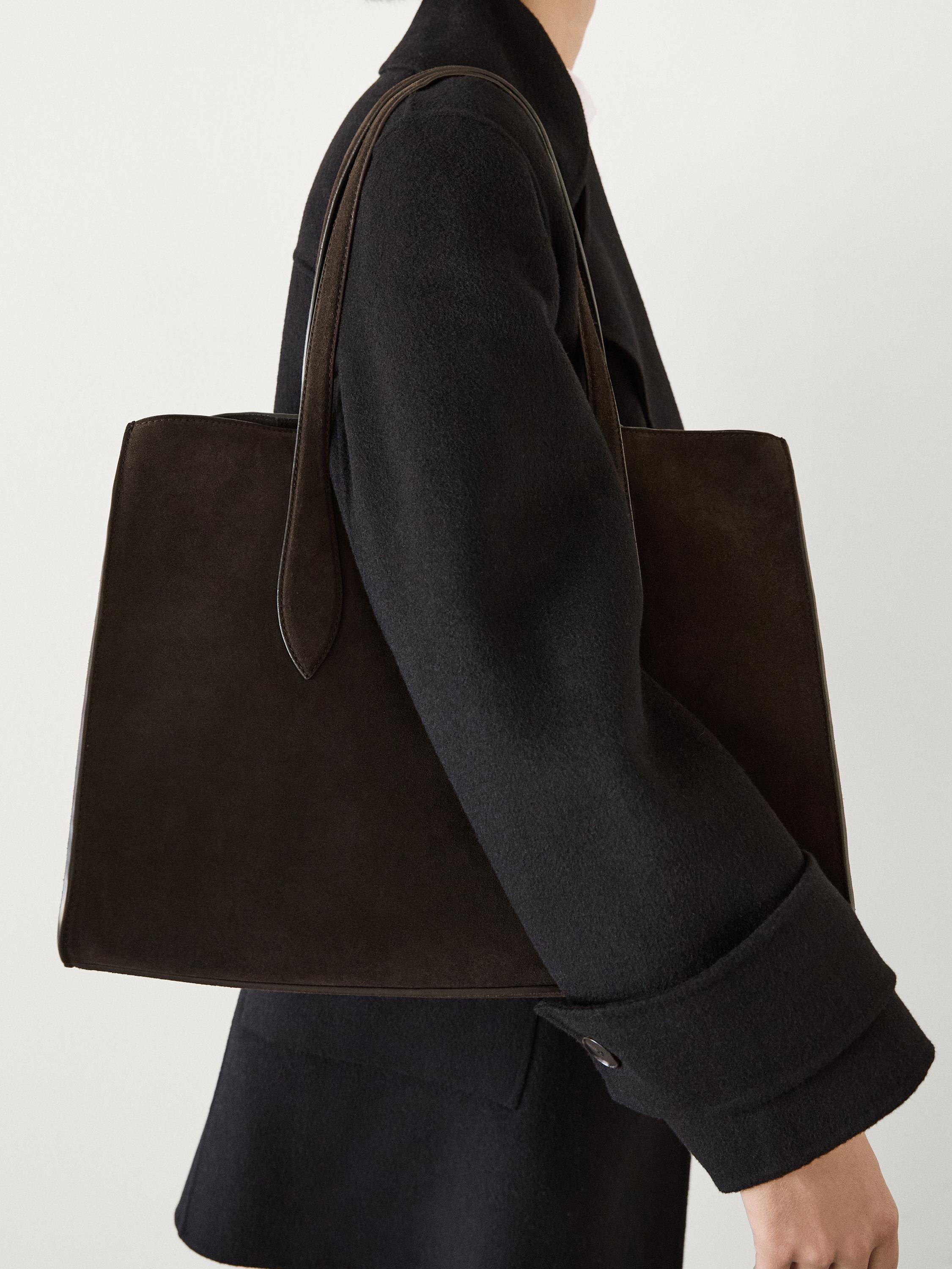 Split leather maxi MD ICON tote bag | Massimo Dutti UK