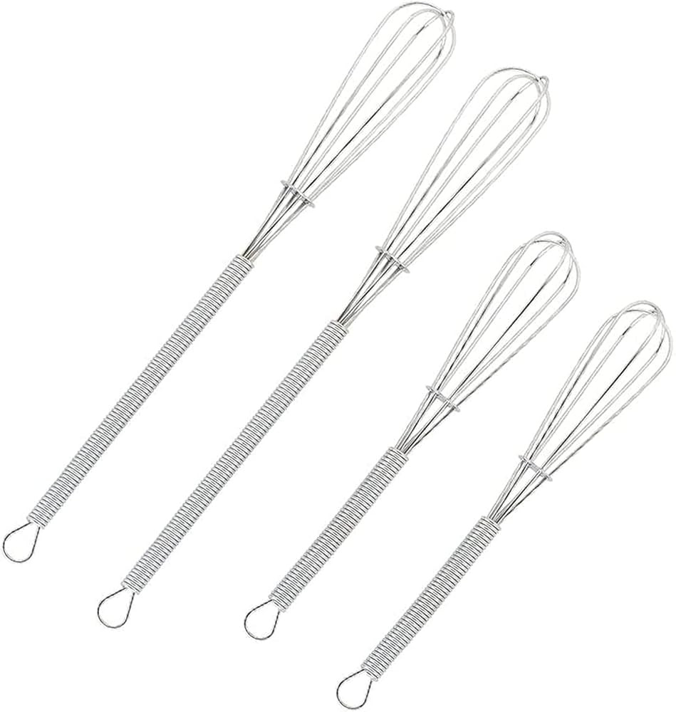 Wingsflying 4 Pack Mini Wire Kitchen Whisks Small Egg Whisk Gravy Sauce Mini Whisk Silver-Each of... | Amazon (CA)