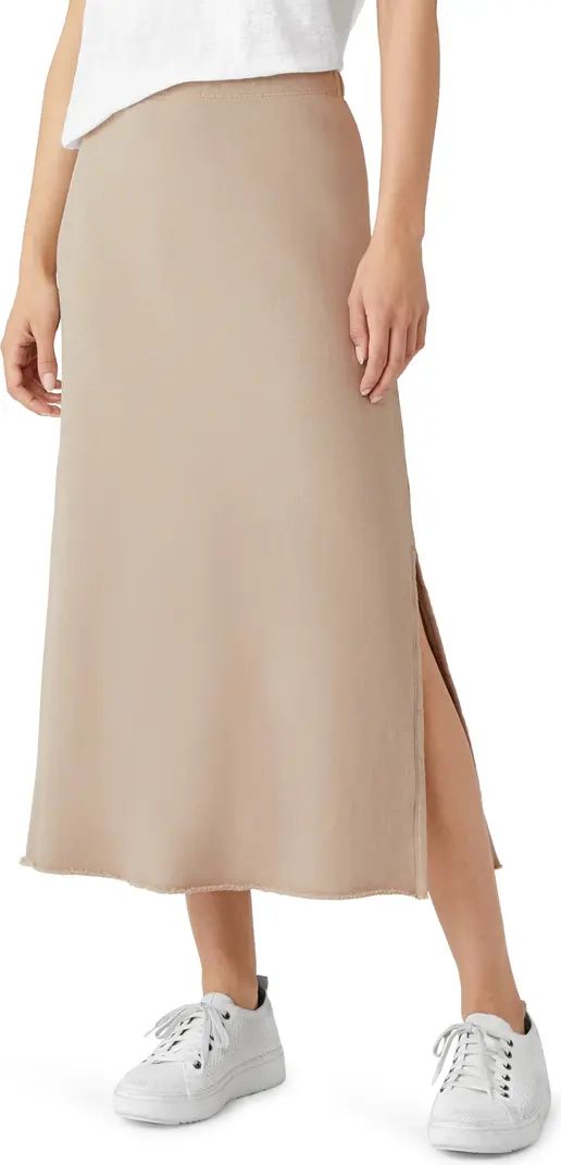 Eileen Fisher Slit Organic Cotton A-Line Midi Skirt | Nordstrom | Nordstrom