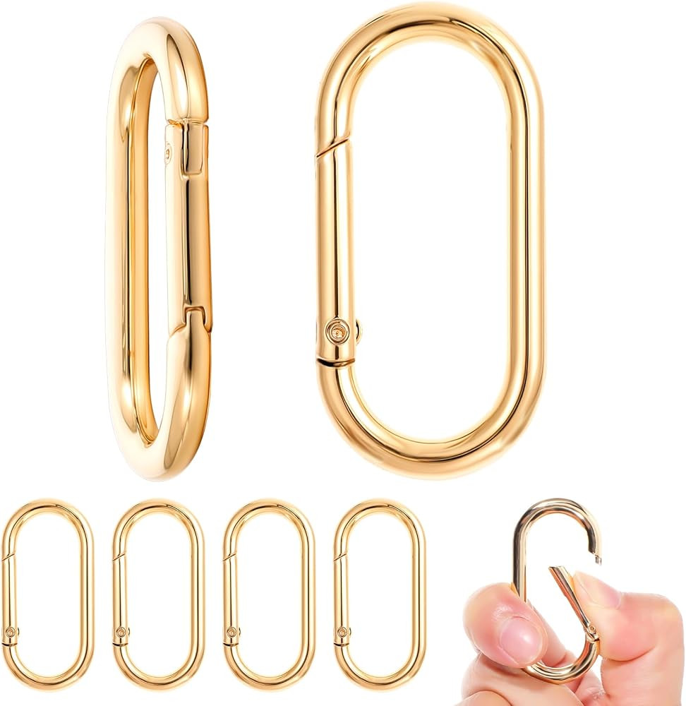 JIEYAO 6 Pcs Oval Carabiner Snap Clip, Metal Spring Key Ring, Trigger Snap O Ring Hooks Clip Spri... | Amazon (US)