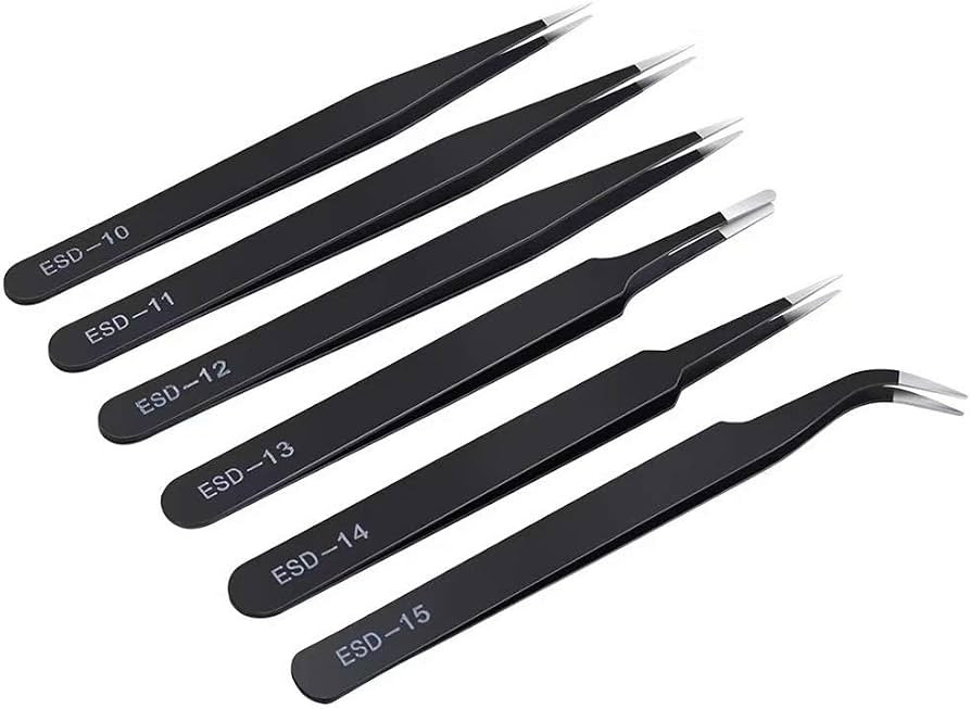 6PCS Precision Tweezers Set, Upgraded Anti-Static Stainless Steel Tweezers | Amazon (US)