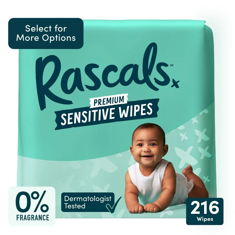 Rascals Premium Sensitive Alcohol Free Baby Wipes, 216 Count | Walmart (US)