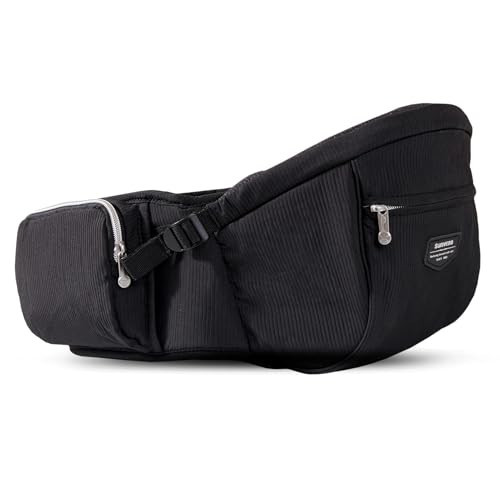Sunveno Baby Carrier with Hip Seat,Ergonomic Baby Hip Carrier, Front-Facing Baby Holder, Anti-Slip Seat Surface, Wide and Adjustable Waistband, Multiple Pockets, Newborn to Toddler up to 45lbs, Black | Amazon (US)