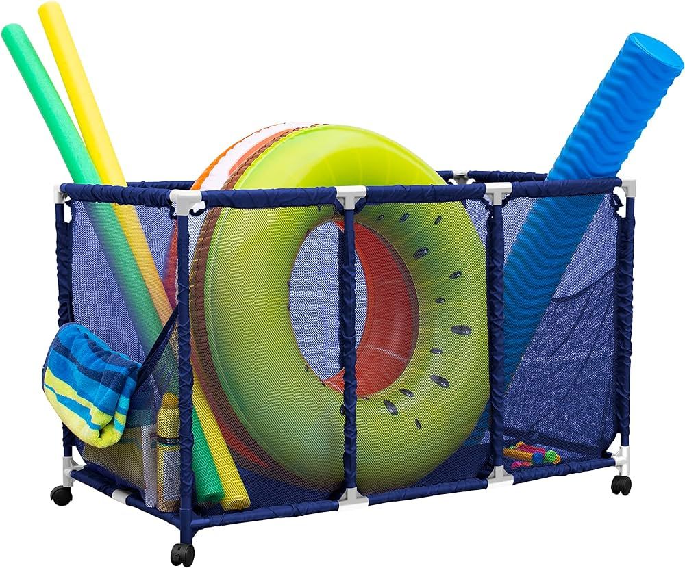 Pool Noodles Holder, Toys, Balls and Floats Equipment Mesh Rolling Storage Organizer Bin, Kids He... | Amazon (US)