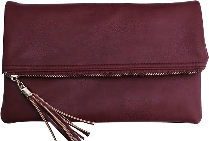 Solene Large Foldover Wristlet Clutch Crossbody Bag with Chain Strap | Amazon (US)