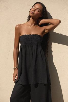 The Aubrey Strapless Linen Top | Anthropologie (US)