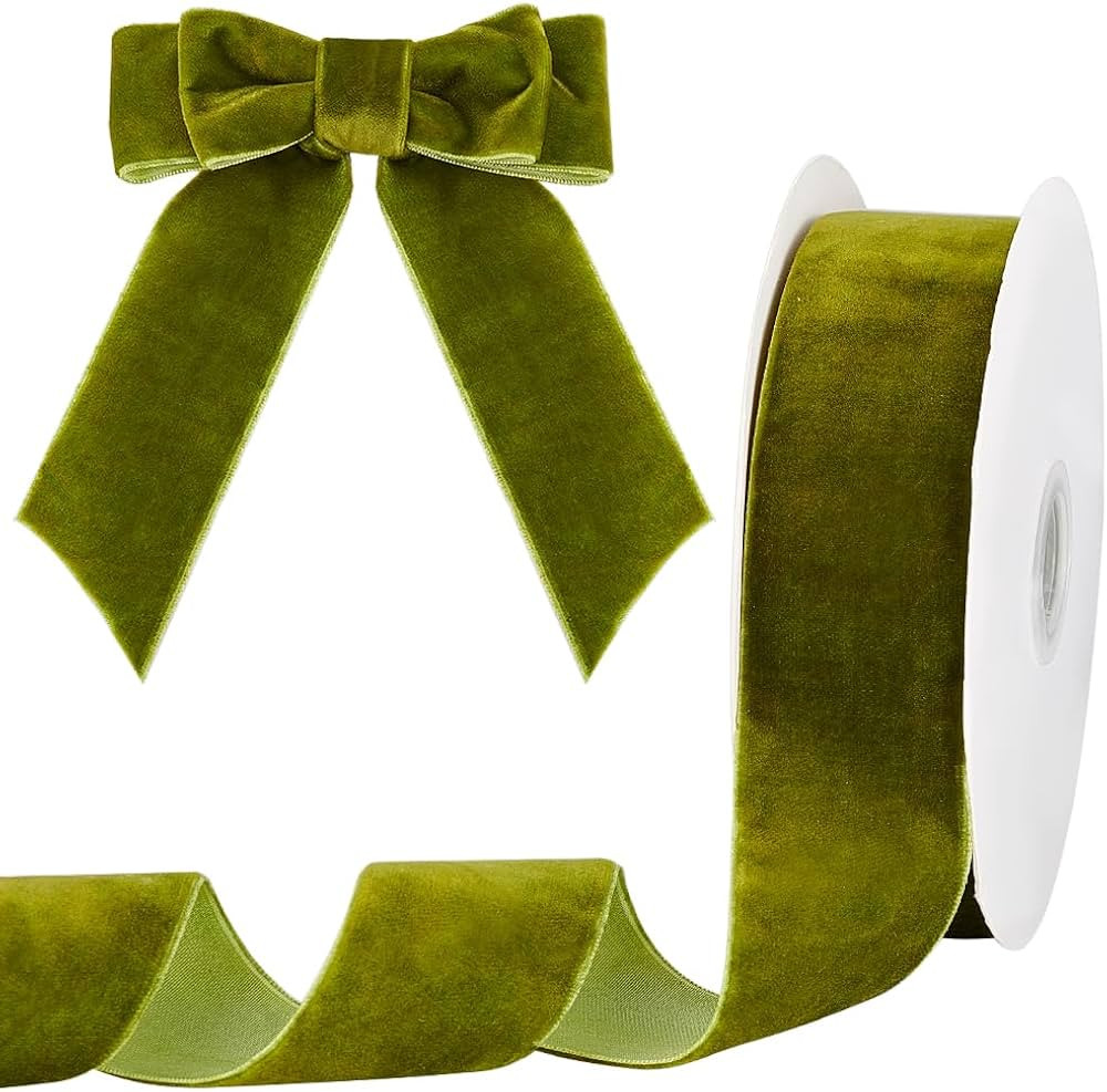 PH PandaHall 10 Yards Christmas Ribbon 1-1/2 inch Olive Green Velvet Ribbon Single Face Velvet Ri... | Amazon (US)